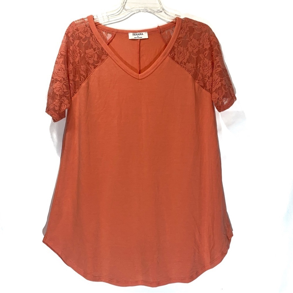 Zenana Coral Lace Top Women’s Large